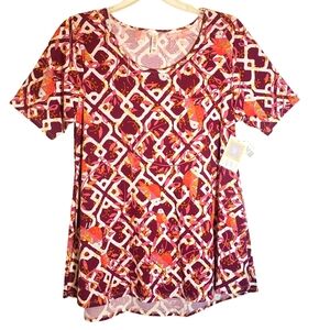 LuLaRoe women's XL geometric print short sleeve pullover top. NWT 5042